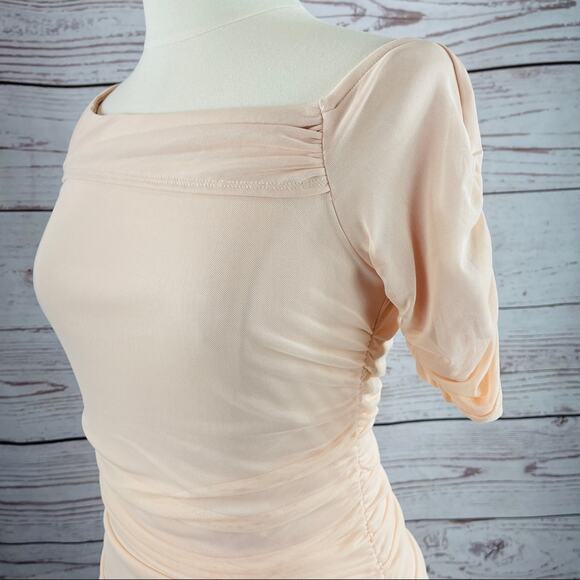 Venus pink peach ruched asymmetrical neckline - Picture 6 of 12